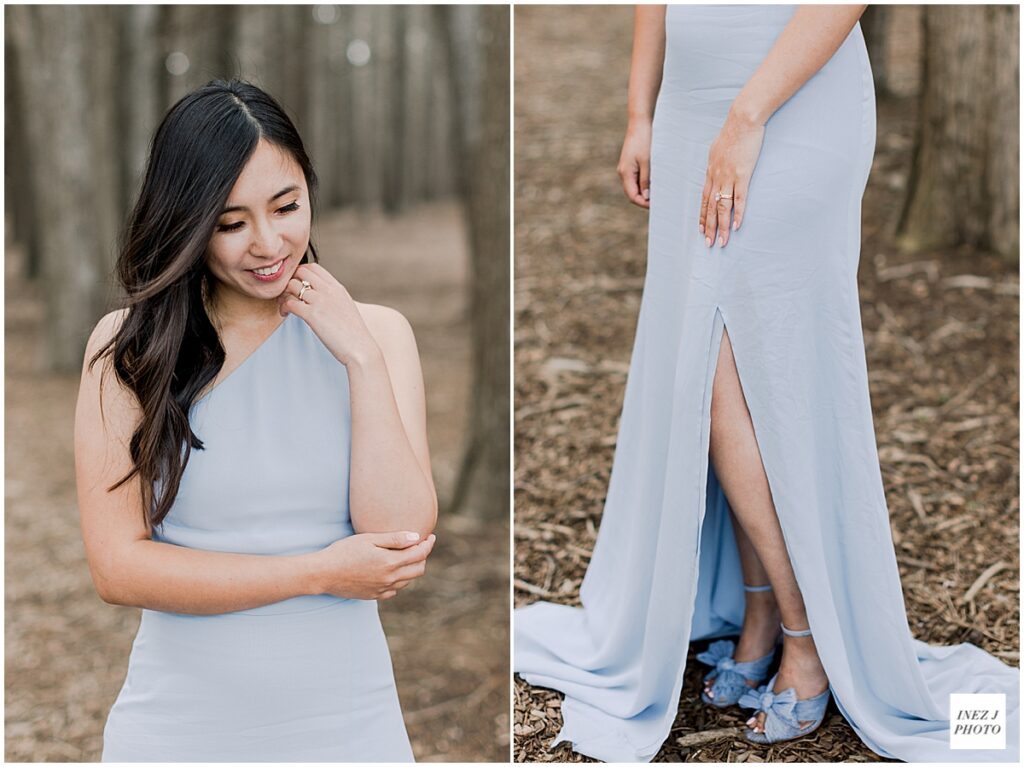 Engagement ring blue dress