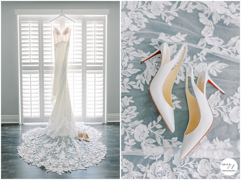 wedding bride dress and shoes