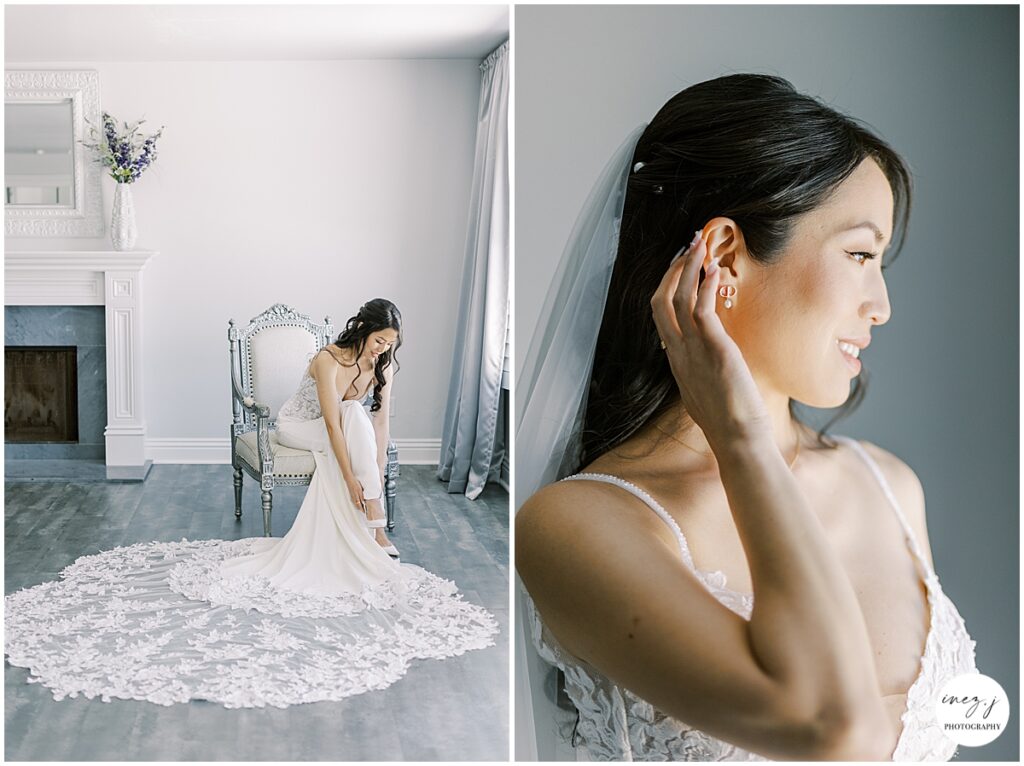 bride getting ready willow heights mansion wedding